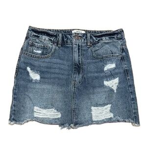 Forever 21 Blue Distressed Mini Skirt